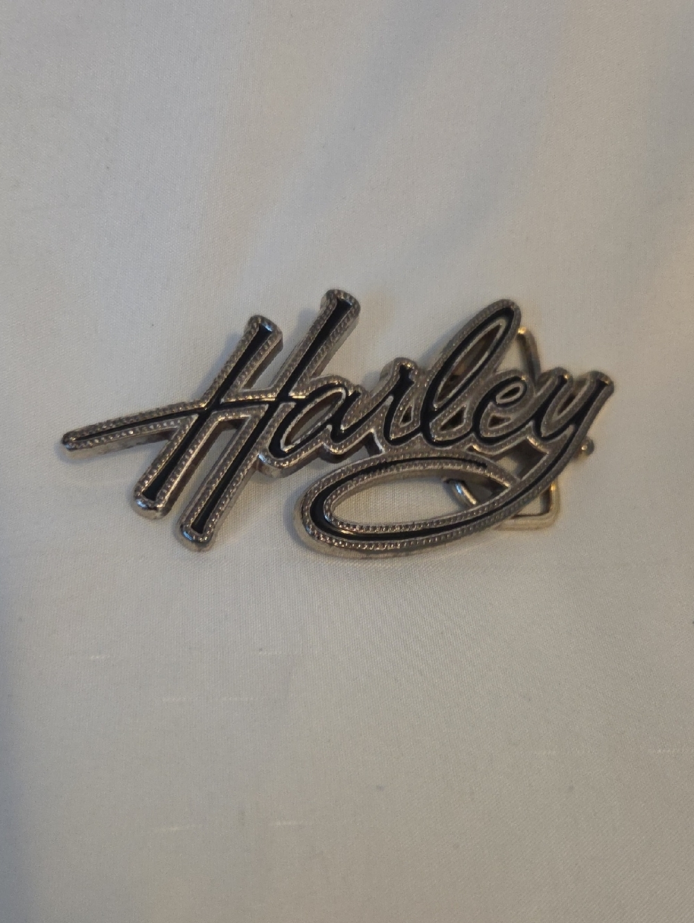 Harley-Davidson Script Belt Buckle in Silver and Black